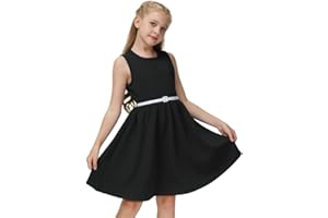 GRACE KARIN pour 2-12 Ans Fille Robe Rayures Princesse Robe de Soirée sans Manche