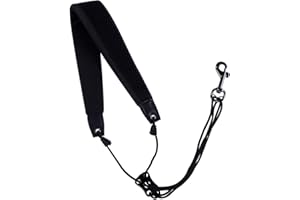 Rayzm Saxophone Strap with Metal Hooks for Adults and Children, Soft Padded, Adjustable Sax Neck Strap for Alto/Tenor/Soprano/Baritone Saxophones