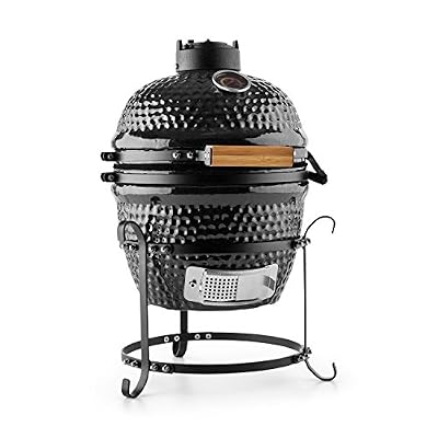 Klarstein Kamado Grill Barbecue en céramique (Slowcooking, grillades, thermomètre intégré, cuisson entre 50° et 425°C, faible consommation de charbon) - noir