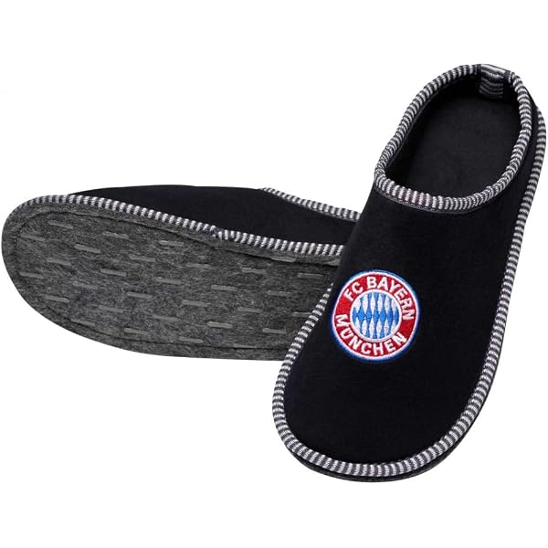 FC Bayern Kinder-Pantoffeln Aus Filz – Mit Stickerei & Noppen-Sohle | Warme Hausschuhe Für Kleine Fans