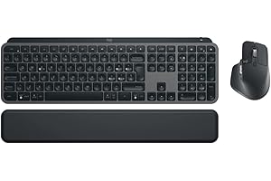 Logitech MX Keys S Combo, Teclado y Ratón Inalámbricos de Calidad con Apoyo, Iluminación, Desplazamiento Rápido, Bluetooth, USB C, para Windows/Linux/Chrome/Mac, Disposición QWERTY Portugués, Gris