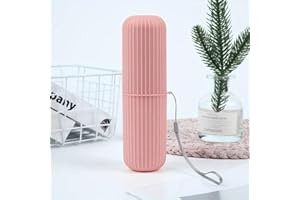 AMBIROSE FASHION Toothbrush Toothpaste Holder Storage Case Portable For Home Bathroom Travel Uni Camping Work Business Holiday Essentials Also use as Mouthwash Cup (Pink)