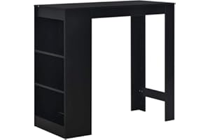 vidaXL Tavolo da Bar con 3 Ripiani da Colazione Moderno Elegante Robusto Bancone Tavolino Alto da Cucina 110x50x103 cm Nero in Truciolato