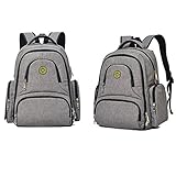 16 Taschen Baby Windel Tasche Organizer wasserabweisend Oxford Stoff Travel Rucksack mit Wickelunterlage und welkey kinderwagenhalter - 2