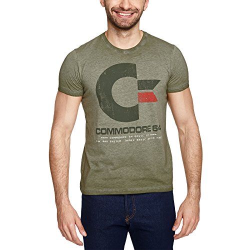 Distressed Look Commodore 64 T-Shirt, Mottled Green