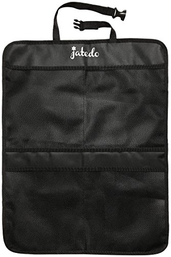 jatedo Rücksitz-Autotasche Kinder, Rückenlehnentasche Auto (4 extra große einzelne Taschen, leicht zugänglich, schwarz) | Auto-Rückenlehnenschutz | Rücksitztasche Auto Kinder | Autositz-Schutz Kinder + Autositz-Tasche - 8