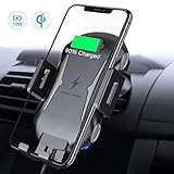 ⚡【Schnellladegerät-Halterung】: Mit integrierten verbesserten Ladespulen laden Sie 50 % schneller als das normale kabellose Auto-Ladegerät. 10 W lädt Samsung Galaxy S9/9+, S8/8+, Note8 und mehr, während 7,5 W für iPhone Xs Max/XR/Xs/X/8Plus/8 aufgeladen wird. Andere Qi-fähige Telefone werden mit 5 W aufgeladen. Hinweis: Wir empfehlen, QC 2.0/3.0 Adapter (5 V 2 A / 9 V 1,67 A) und mitgeliefertes Kabel für schnelles Aufladen zu verwenden.