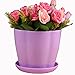 Produktbild Anqeeso Blumentopf, Kunststoff, Kreis Blumentöpfe Pflanzgefäße mit Untertasse Palette des frischen Setzlinge Töpfe für Home Office Dekoration, 5 Größe, violett, xs
