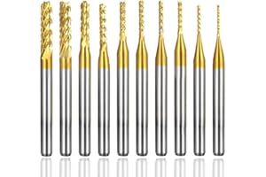 Bestgle 10PCS 3mm PCB Fraise de Gravure en Bout en Titane au Carbure de Tungstène 0.8-3.17mm Dia CNC Fraises Rotatives Bavures Tool Set Avec Étui de Rangement