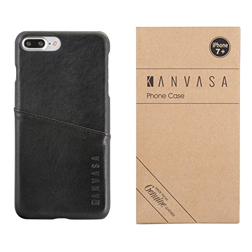 KANVASA Funda iPhone 8 Plus Funda iPhone 7 Plus Piel Negro Case Cover Carcasa Tapa Trasera Cards en Piel Aut  ntica Premium con Cartera para Apple iPhone 8 Plus   7 Plus - con Bolsillo Tarjetero