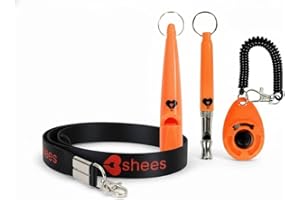 Dshees Dog Whistle and Clicker Training Set | 2-in-1 Silent Ultrasonic Whistle & Loud Pitch Whistle with Lanyard for Puppy and Adult Dog Recall