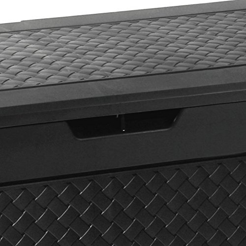 Oxid7® Kunststoff Auflagenbox in Rattan Optik – Maße (LxBxH): ca. 119x48x60cm – abschließbar – mit Rollen – 310 Liter (Design „Matuba“) - 4