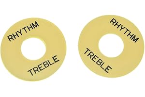 KAISH 2pcs Cream with Black Letters LP Guitar Toggle Switch Washer Plate Rhythm Treble Ring for Les Paul