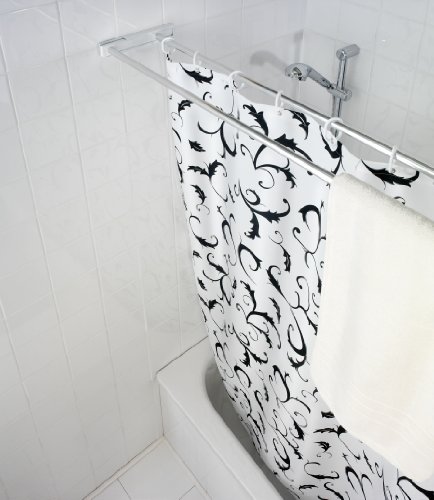 Wenko Doppel-Duschstange - mit Einschub und Handtuchstange, ausziehbar, Aluminium, Ø 20 mm, weiß