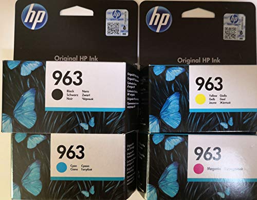 Hewlett-Packard 963 - Juego de 4 Cartuchos de Tinta Originales para HP Officejet Pro 9010, 9012, 9015, 9016, 9019, 9020, 9022, 9025