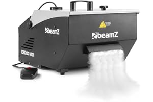 BeamZ ICE1200 MKII Machine à Fumée Lourde, 1200 Watts, Télécommande filaire 3 m, Réservoir 1.3 L, Idéal pour Créer de la Fumée au Sol avec des Glaçons pour Mariages et Halloween