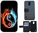 Produktbild Flip Cover Schutz Hülle Handy Tasche Etui Case für (Samsung Galaxy S5 Neo, 1086 Ying Yang Feuer Orange Blau Schwarz)