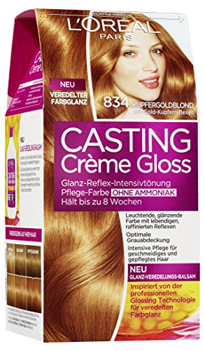 L'Oréal Paris A2797704 Casting Creme Gloss Pflege-Haarfarbe, 834 Kupfergoldblond