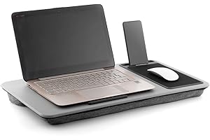 InnovaGoods® Soporte portatil con cojín, Mesa Auxiliar XL Deskion, Soporte para Ordenador portatil cómoda y ergonómica, con Alfombrilla de ratón, Cojín Doble Almohadilla con Inclinación óptima.