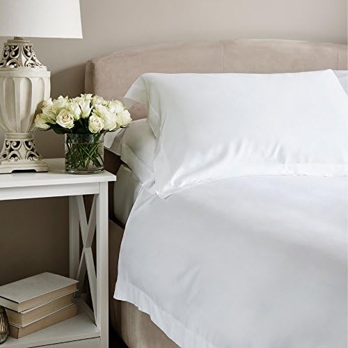 Bamboo Bed Linen - Luxury 100% Bamboo Plain White Duvet Cover with a Plain Oxford Border - 300 Thread Count - Assorted Sizes (White, Super King - 260cm x 220cm (LxW))