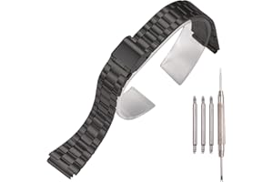 XBDSW Zapasowy pasek do zegarka ze stali nierdzewnej 18 mm, kompatybilny z Casio F-108WH AE1200WH A168WA A158WA LA670WGA A700W akcesoria do zegarków damskich i męskich