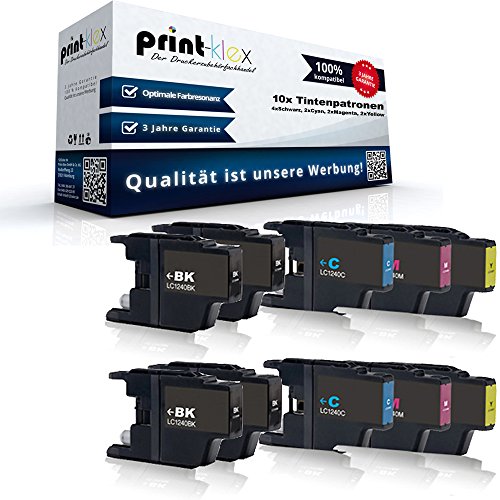10x Kompatible Patronen für Brother DCP J525W DCP J725DW DCP J925DW MFC J430W MFC J5910DW LC1240XL LC1240 XL - Sparset (4x Black, 2x Cyan, 2x Magenta, 2x Yellow)