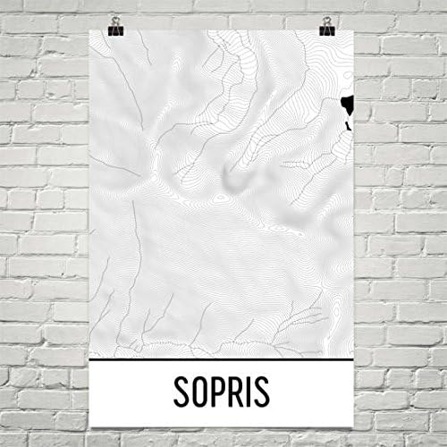 Modern Map Art Mount Sopris Print, Mt. Sopris Colorado Poster, Colorado 14Ers, Mountain Wall Decor, Hiking Gift, Colorado Art, Mountain Poster 12"X18"