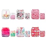 Wasserdicht Alva Baby-6pcs Paket ausstatten Taschen Waschbar Einstellbare Tuch-Windel mit 2 Einsätze pro Stück (Mädchen Farbe) 6DM06-DE