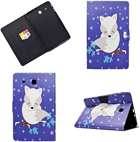 LMAZWUFULM Case for Samsung Galaxy Tab E 9.6 / T560 / T565 (9,6 Inch) PU Leather Ultra-thin Magnetic Closure Foldable Leather Cover White Fox Pattern of Bookstyle with Stent Function Holster Leather Case Flip Cover for Samsung Galaxy Tab E 9.6 Tablet PC Pattern 4