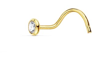 ALDA JOYEROS Piercing Nariz Mujer Oro Amarillo 18 Kilates Circonita 2.5 mm