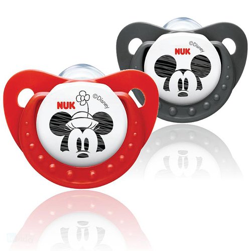 NUK Disney Mickey & Minnie Mouse Orthodontic Soother Twin Pack - 6-18m (Red/Black)