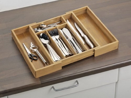 Esmeyer 290-078 variabler Besteckkasten SIMON aus Bambusholz, passend für alle handelsüblichen Schubladen, ausziehbar von ca. 28,5 auf ca. 40,0 cm, - 4