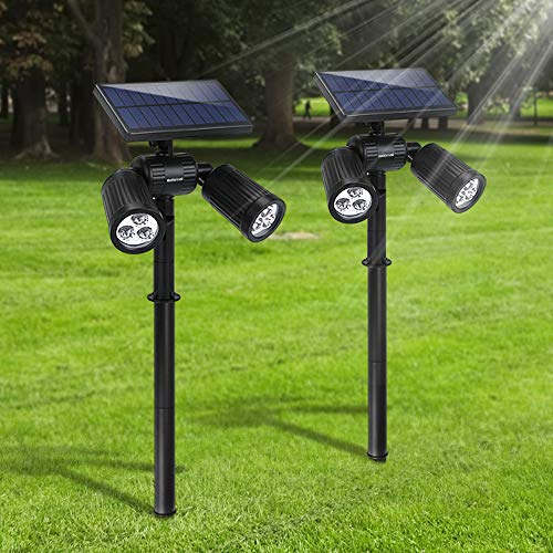 Lampade Solari da Giardino FKANT 2 in 1 Lampada Solare da Esterno con 6 LED luminosi, IP65 Impermeabile, Illuminazione Giardino Estremamente Flessibile con Pannello Solare ad Alta Efficienza (2)