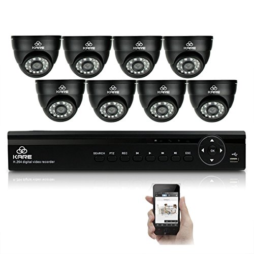 [Mega-pixel HD] KARE® 8CH CCTV DVR System + Indoor / Outdoor Security Cameras + HDD (720P 1280x720 Mega-Pixels, P2P Scan And Connect, Advanced Night Vision Distance, Email Notification, IP68 Metal Casing Vandal Proof And Waterproof, Hi Resolution Even Better Than 1280TVL)