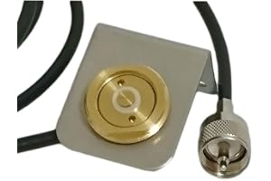 UngSung Solid Brass NMO Antenna Mount with UHF Male PL259 Connector 10 ft RG58/U Coax Cable Plus NMO L Bracket 3/4 inches Hole for for Ham UHF VHF CB Cellular Trucker Antenna (10ft Mount+L Bracket)