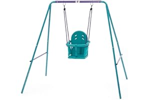 Plum 2 in 1 Growable Garden Swing Set with 2 Interchangeable Swing Seats Included for Safe Outdoor Active Play for Babies and Children, Adaptable Robust Steel Frame to Grow with Your Child