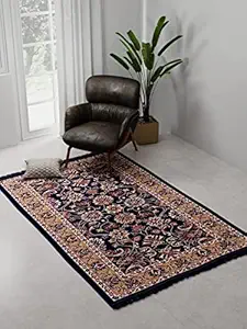 Raymond Home Blue Polyester Woven Jacquard Carpet Weighing 1.12 Kg (90 cm x 150 cm)