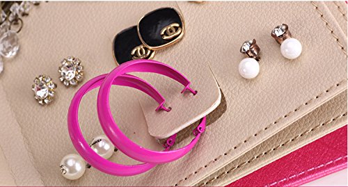 Anokay Schmuckbox Edel Schmuckhalter Aufhängen Ohrringhalter Ständer Schmuckständer Ohrhänger Modern schmuckkasten PINK Schmuckaufbewahrung Kästchen Leder - 5