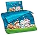 Produktbild Aminata Kids Schlafmütze-n Lizenz-Kinder-Bettwäsche-Set 100-x-135 cm Baby-Bettwäsche Mond Katze Mädchen Junge-n 100-% Baumwolle Kuschel-Tier-e Einhorn
