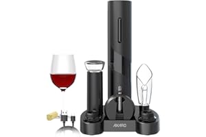 AIKARO - Abrebotellas de vino eléctrico Sacacorchos electrónico automático, Recargable (Juego Base)
