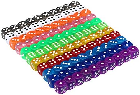 Dxg 110 Pieces 6-Sided Dice Set, 11 x 10 Different Colors 16mm Acrylic Dice with Free Velvet Pouches for Tenzi, Farkle, Yahtzee, Bunco or Teaching Math