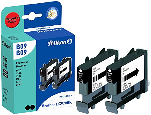 Pelikan Druckpatronen DoppelPack B09B09 ersetzt Brother LC970BK, 2x Schwarz