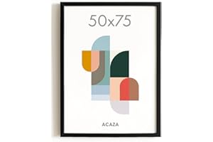 ACAZA Cadre Photo 50 x 75 cm, En Bois MDF et Verre Acrylic, Pour Photos, Posters et Puzzles, Décoration Murale, Portrait et Paysage, Noir