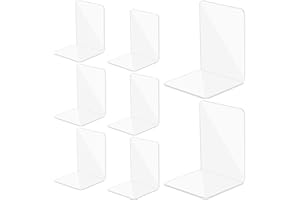 JIANTA Lot de 8 Serre-Livres en Acrylique Transparent en Forme de L, Étagère Transparente, Presse Livre Para Livre Decoration, Bibliothèque, Organisateur de Bureau, 10 * 10 * 13cm