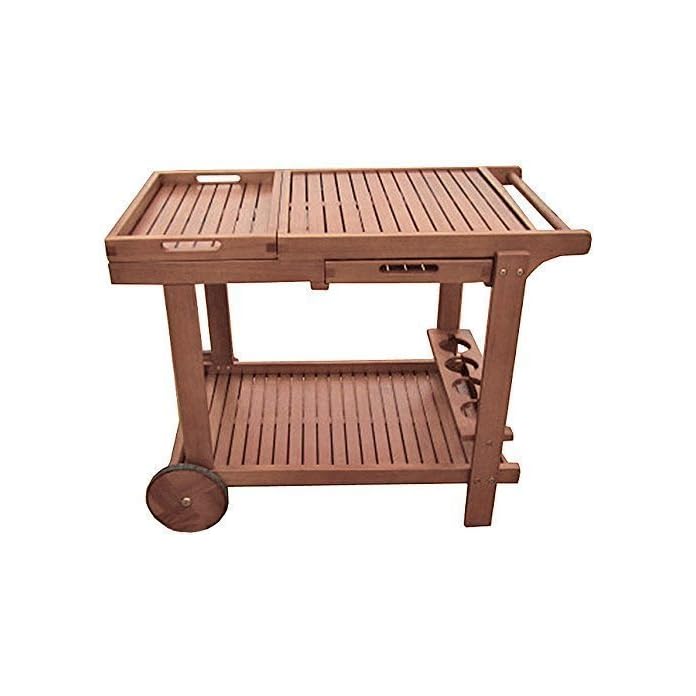 Benelando Vielseitiger Servierwagen Aus Holz Mit 2 Abnehmbaren Tabletts