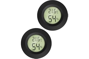 MAVORI® 2 x Mini Thermo-Hygromètre Rond Numérique - Compteur de Température et d'Humidité 2 en 1 - Mini Thermomètre Numérique et Hydromètre d'Humidité - Mesures Précises - Piles Incluses noir