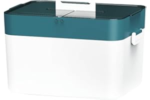 Lihaian Medizinbox Hausapotheke Box Tragbare Plastik Erste Hilfe Box, Aufbewahrung Großer Medizinschränke Medizinkoffer Doppelschichtiger Aufbewahrungskoffer für zu Hause (Blau)