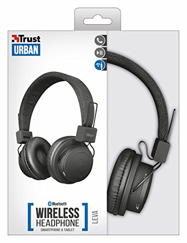 Trust Urban Leva Cuffie Wireless per Smartphone e Tablet, Padiglioni Ripiegabili, Nero