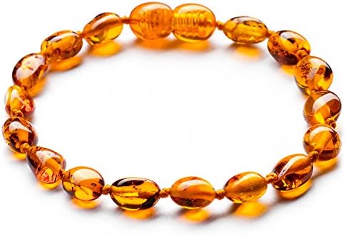 Real Amber - Bracelet Anklet / Authentic 100% Baltic Amber / Polished Knotted Amber Beads - Natural Certificated Extra Safe Handmade Jewellery with the Highest Quality Guaranteed - Various Sizes 15cm