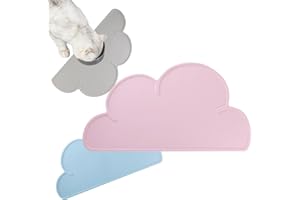 VINPAM-Premium Cat Food Mat - Anti-slip Silicone Pet Feeding Mat, Cloud-shaped Design for Food and Water, Ideal for Cats and Small Dogs - 48 * 27cm (pink)